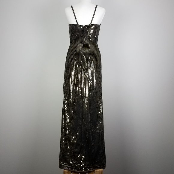 90's Vintage Velveteen Gold Confetti Sequin Evening Gown by J Reynolds Designs - Picture 5 of 11